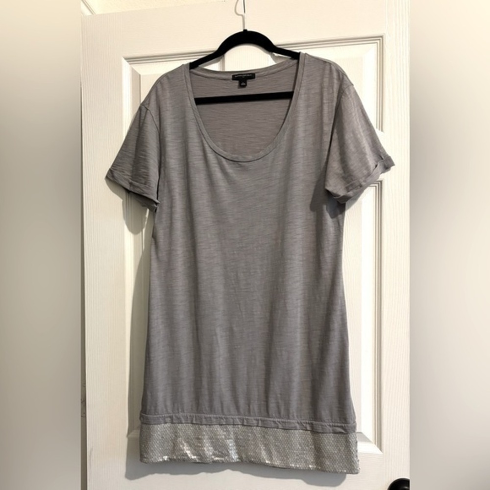 Banana Republic Gray Short Sleeve Dress with Silver sequin Trim - Picture 1 of 6